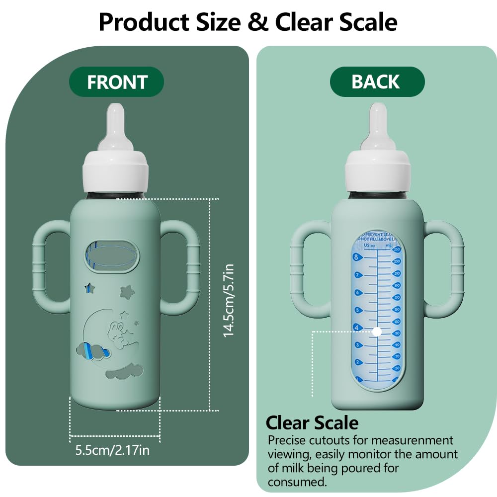 AYHIT Dr. Brown's 8oz bottle sleeve with handle boosts grip during feeding.
