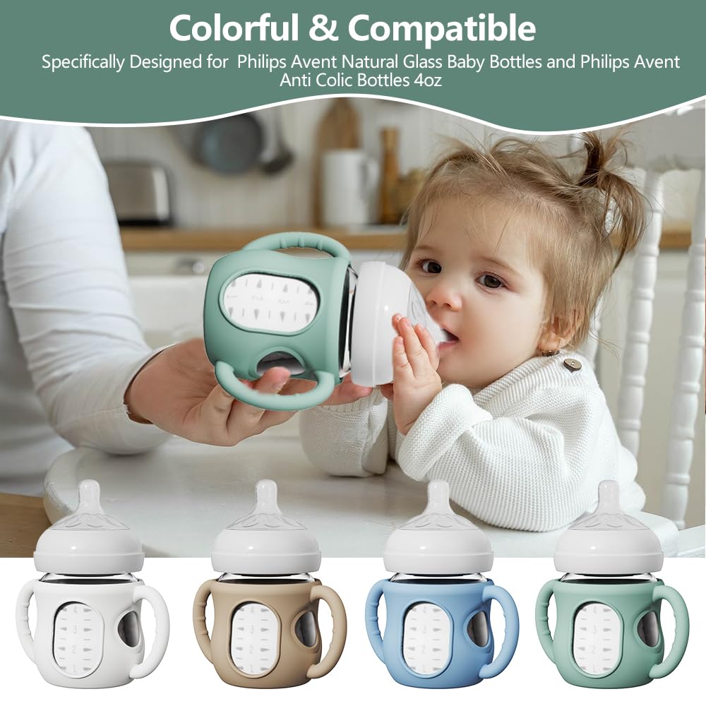AYHIT soft touch silicone sleeve provides easy handling for 4 oz bottles