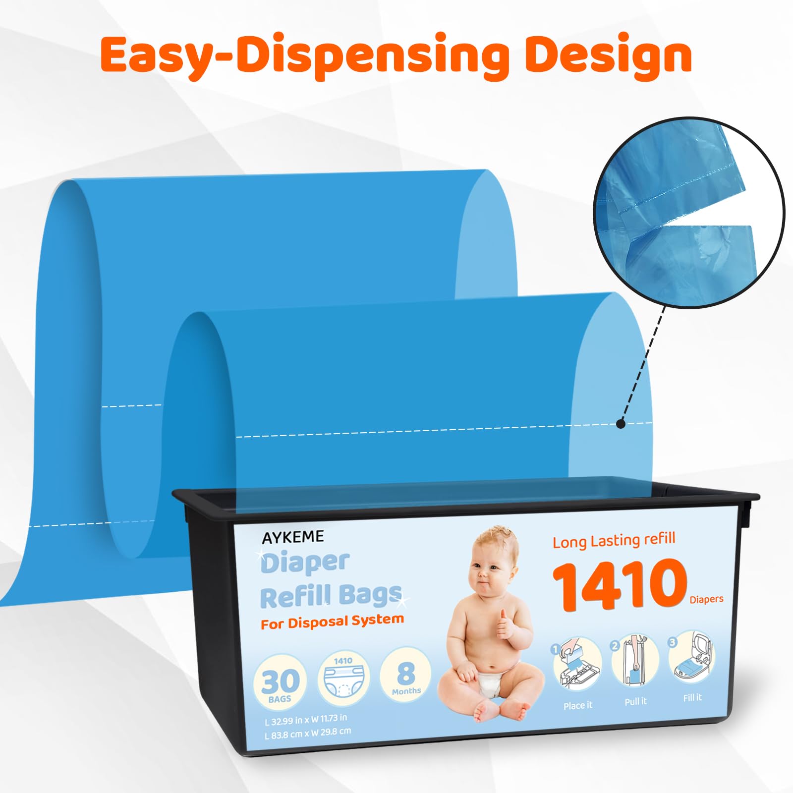 AYKEME easy-tear perforations allow quick, clean bag separation.