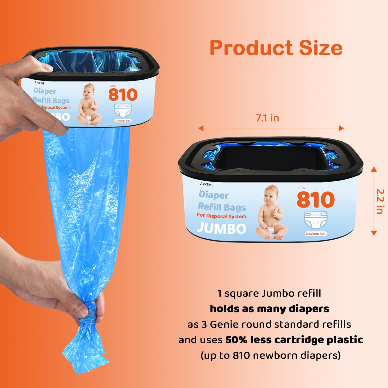 AYKEME 3-pack Jumbo Square refills provide long-lasting convenience for busy nurseries.