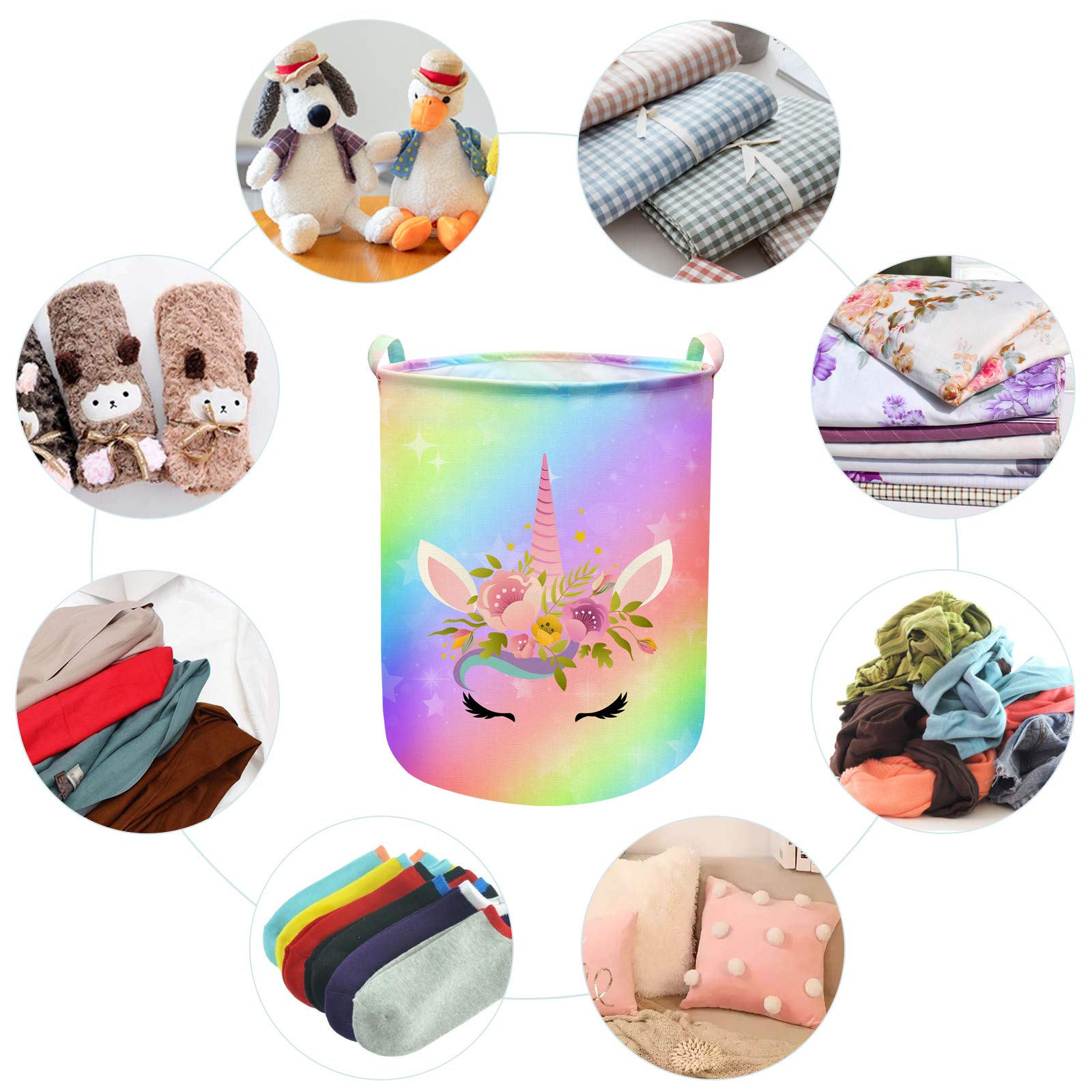 Aynaxcol Unicorn Laundry Basket interior waterproof coating for moisture containment of damp laundry.