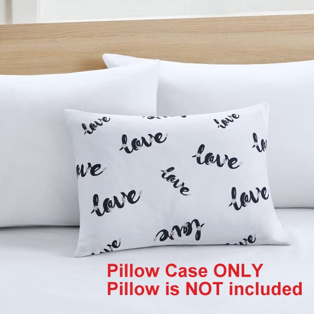 Azi 2 Love Print travel pillow cover full view shows white floral print