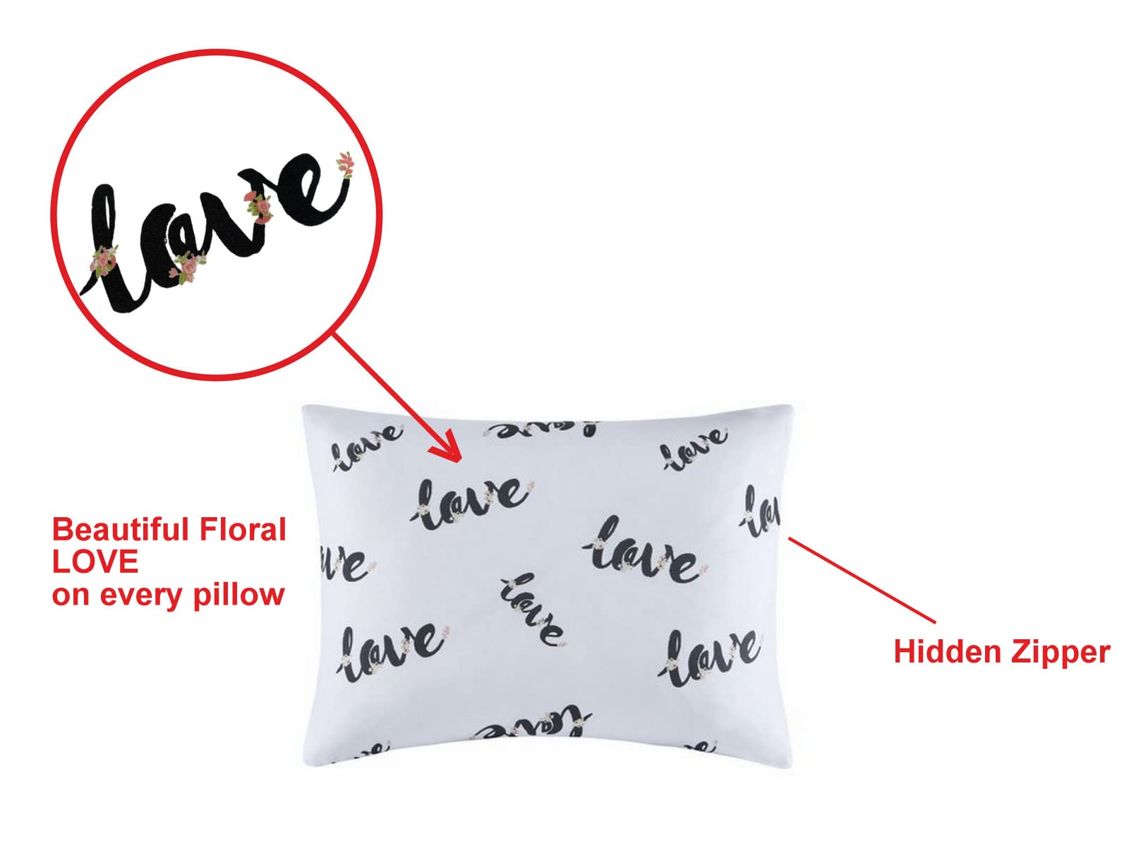 Azi 2 Love Print toddler travel pillow cover side zipper for easy on-off
