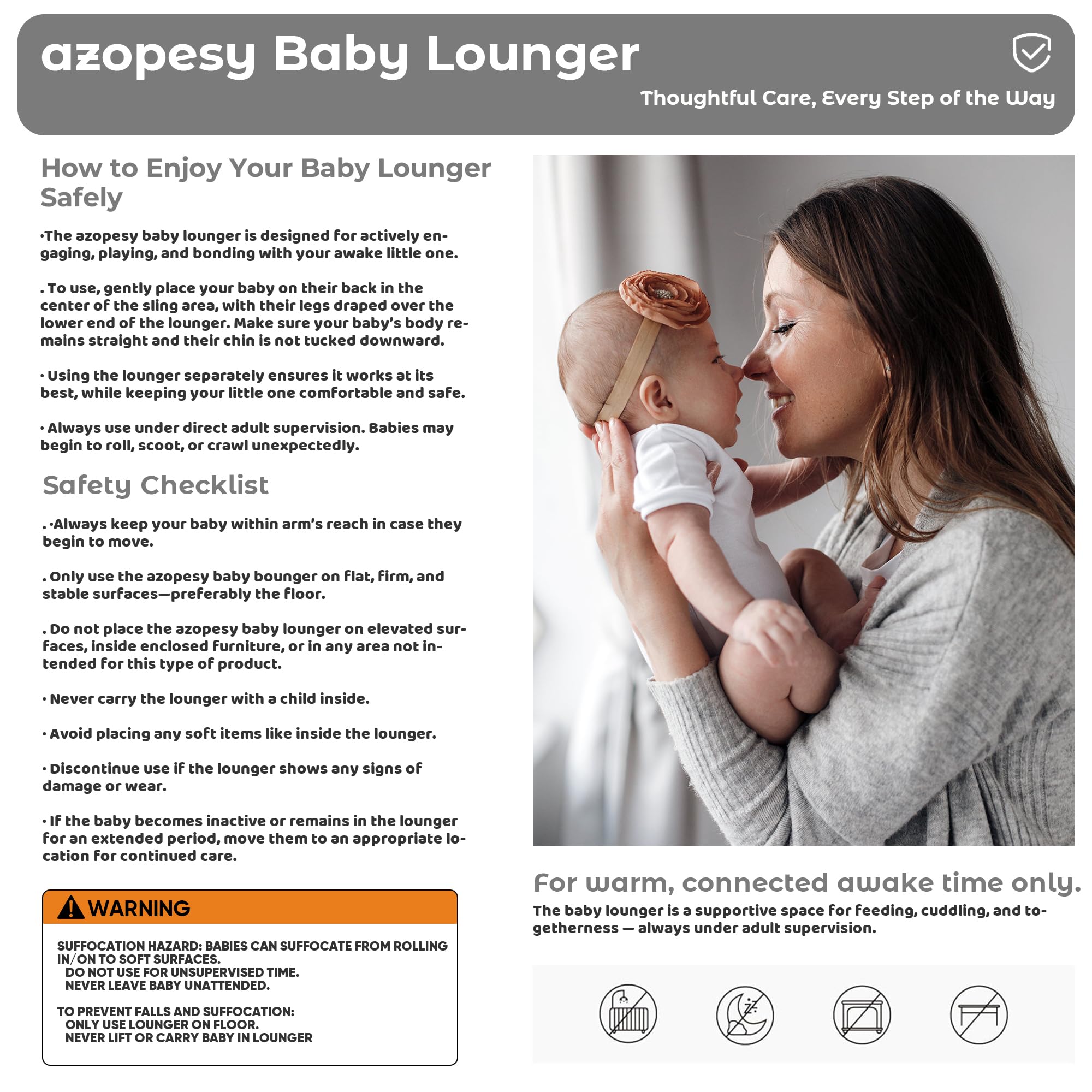 azopesy baby lounger gift-ready packaging suits new parent gifts.