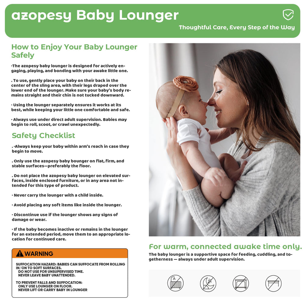 azopesy baby lounger green color display shows stylish, practical newborn gear
