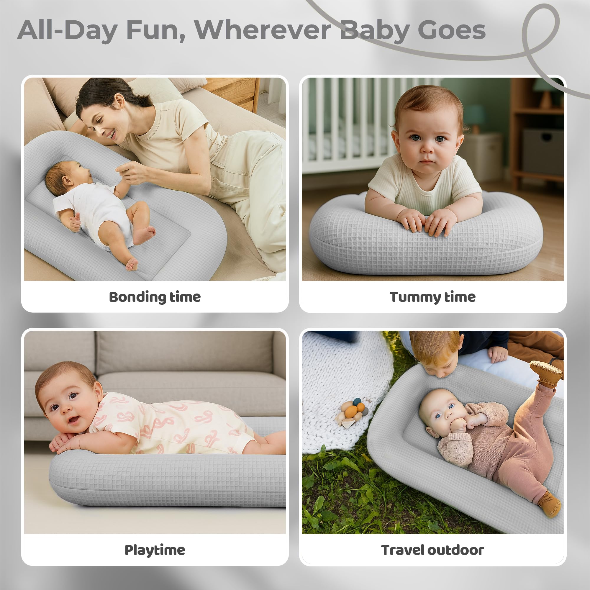 azopesy baby lounger machine-washable cover ensures quick cleanup after messes.
