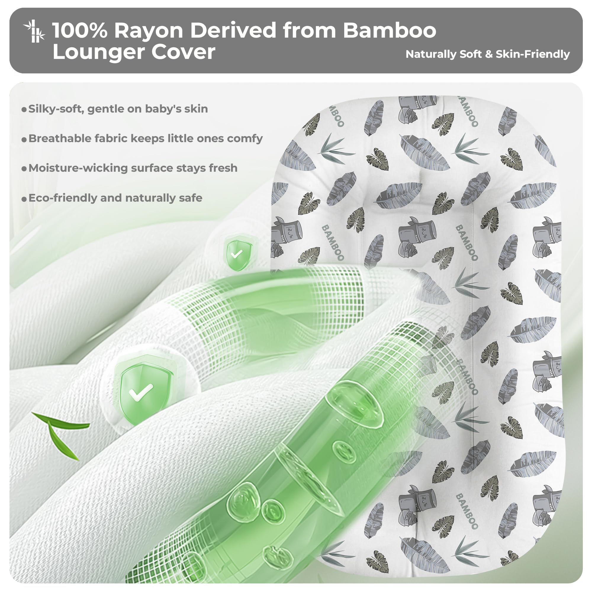 azopesy baby lounger wraparound bumper provides secure, cocoon-like support during playtime.
