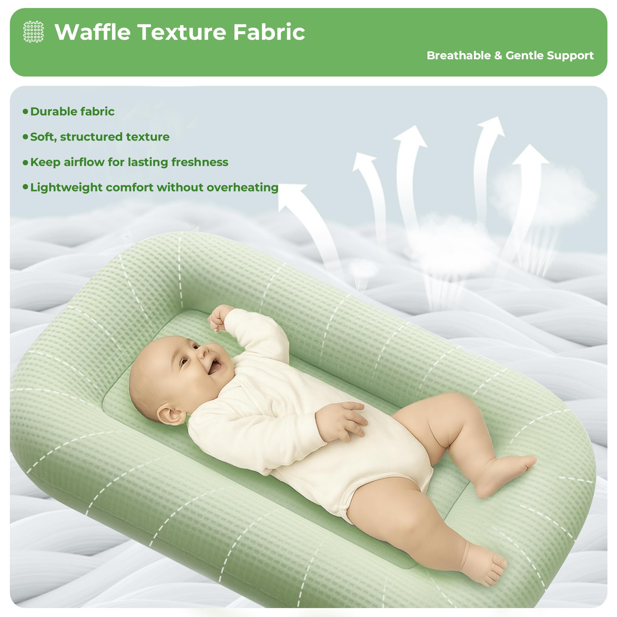 azopesy baby lounger wraparound bumper shows secure, plush support for tummy time