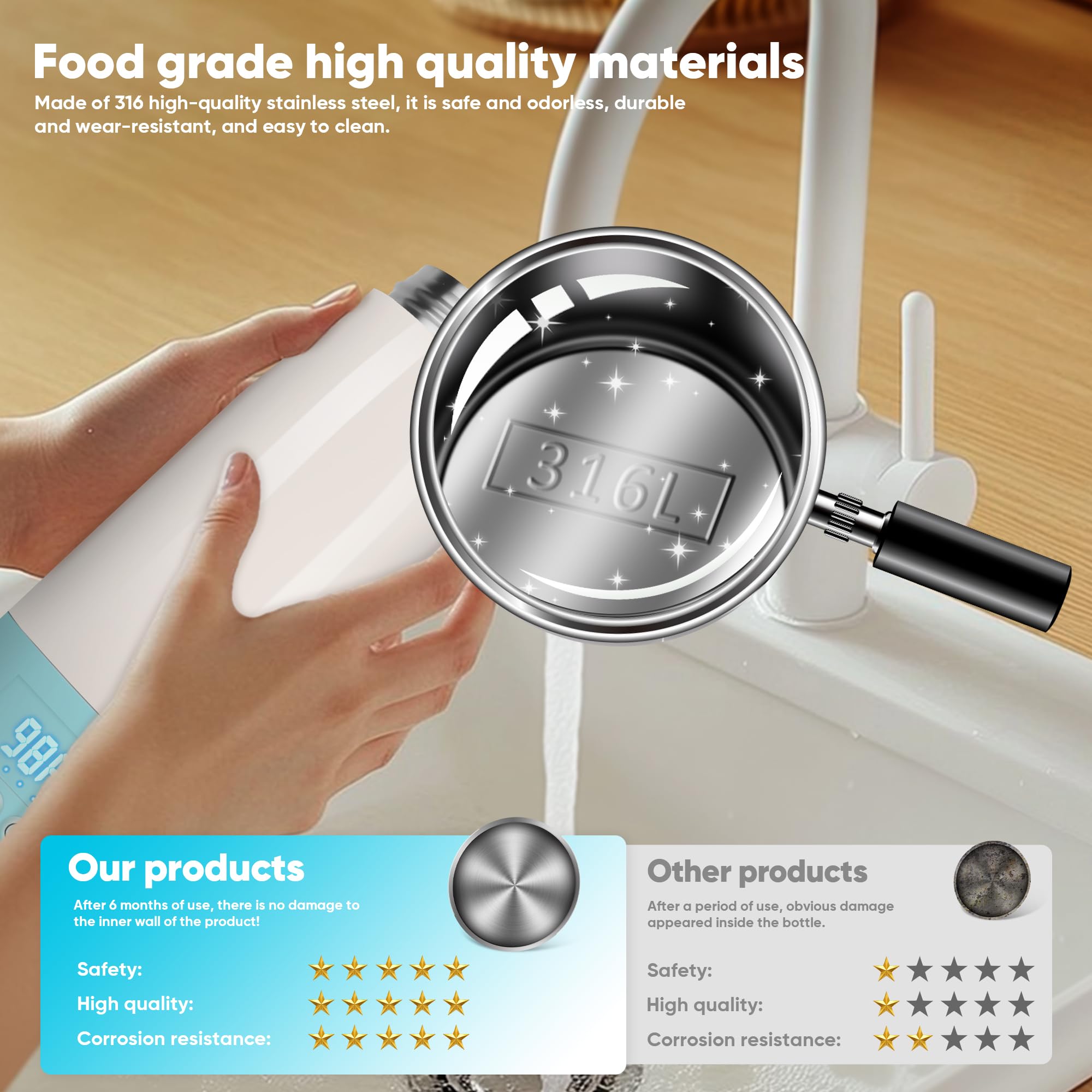 Azopesy 316 stainless steel construction provides durable, BPA-free feeding tool.