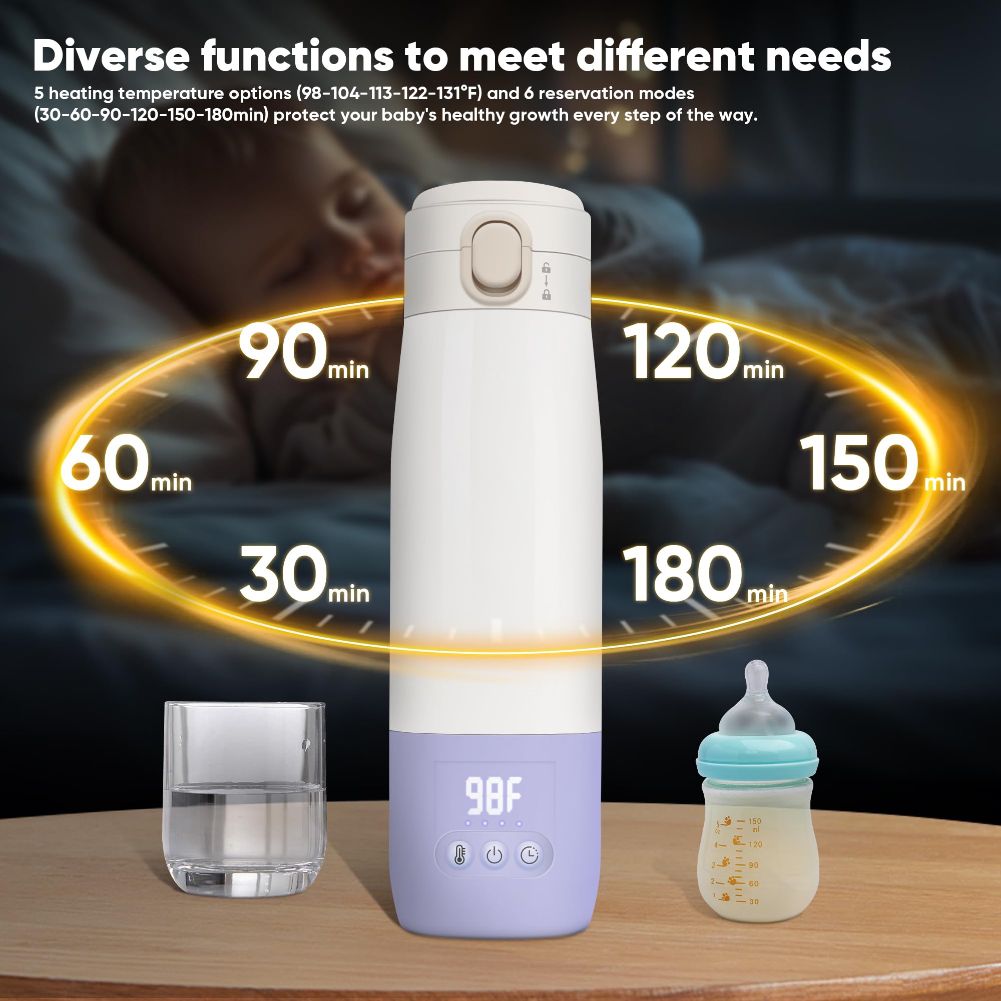 azopesy portable bottle warmer 10400mAh battery powers multiple uses between charges