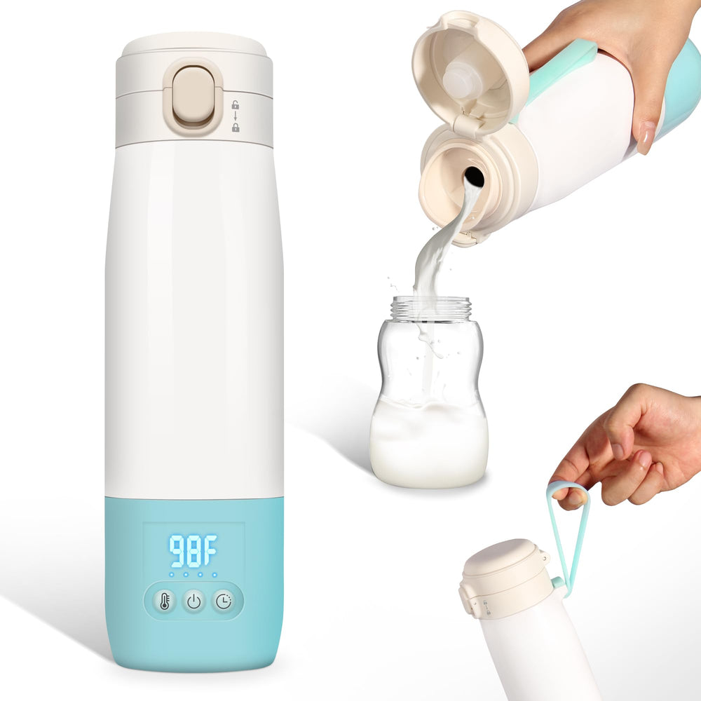 Azopesy portable bottle warmer with digital display shows real-time temperature for accurate feeding.