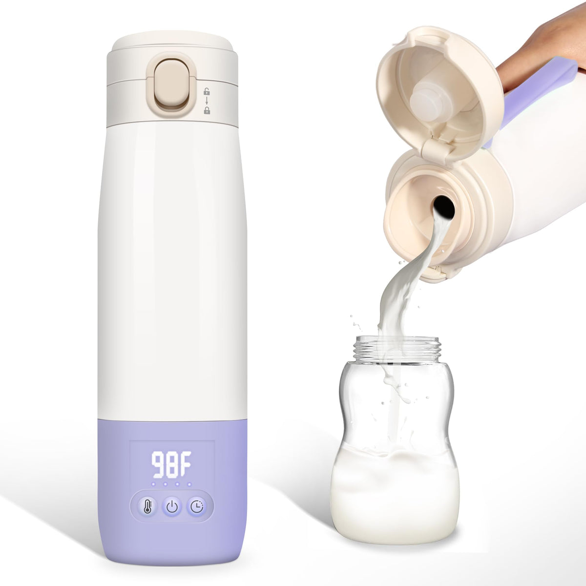 azopesy portable bottle warmer LED display real-time temperature for accurate feeding