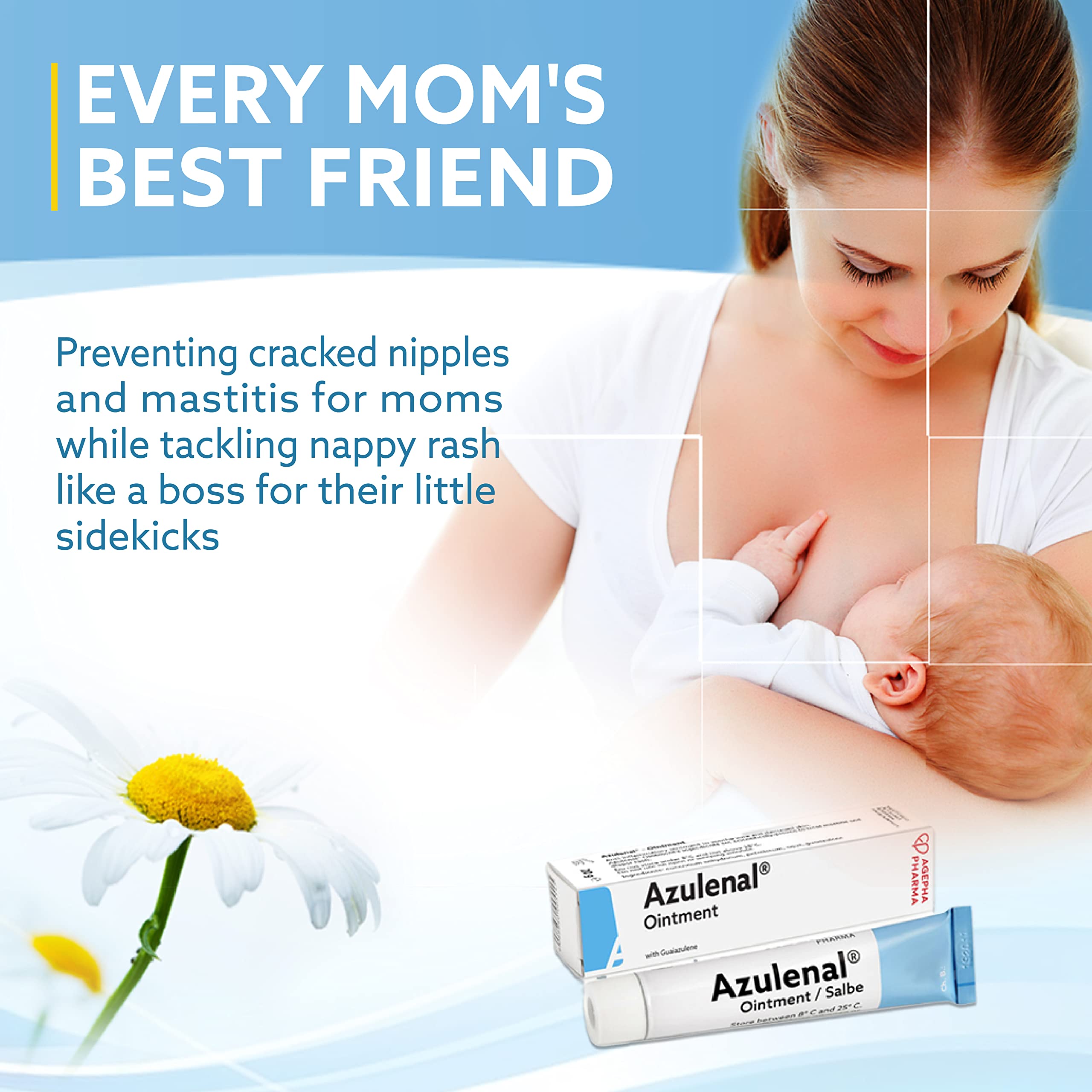 AZULENAL Ointment for baby application demonstrates safe use on infant skin.