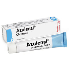 AZULENAL Ointment European manufacturing label emphasizes European quality and careful skin support.