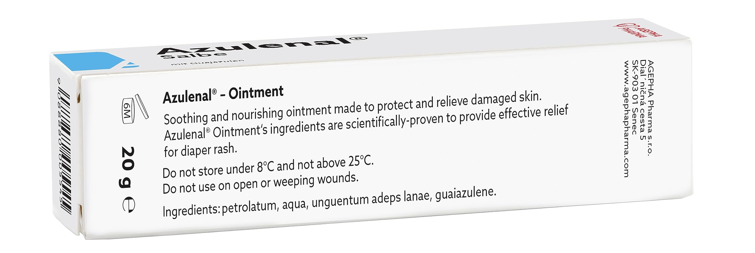 AZULENAL Ointment packaging box display communicates trust and European manufacturing standards.