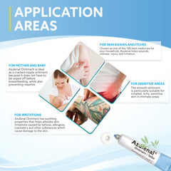 AZULENAL Ointment soft texture close-up shows gentle care for sensitive skin.