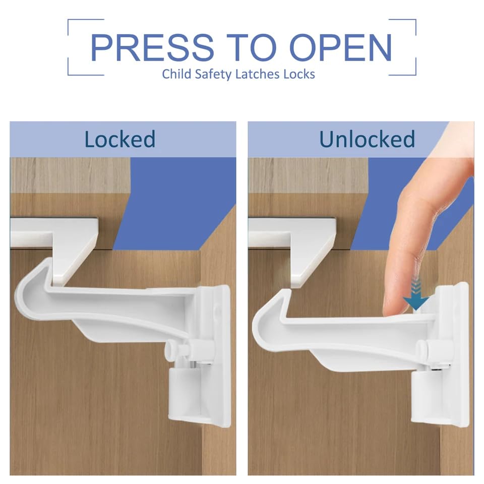 AZZS child cabinet locks in hand highlighting simple installation for busy parents.