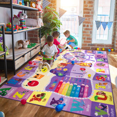 B BENRON non-slip back rug keeps children secure during rug time.