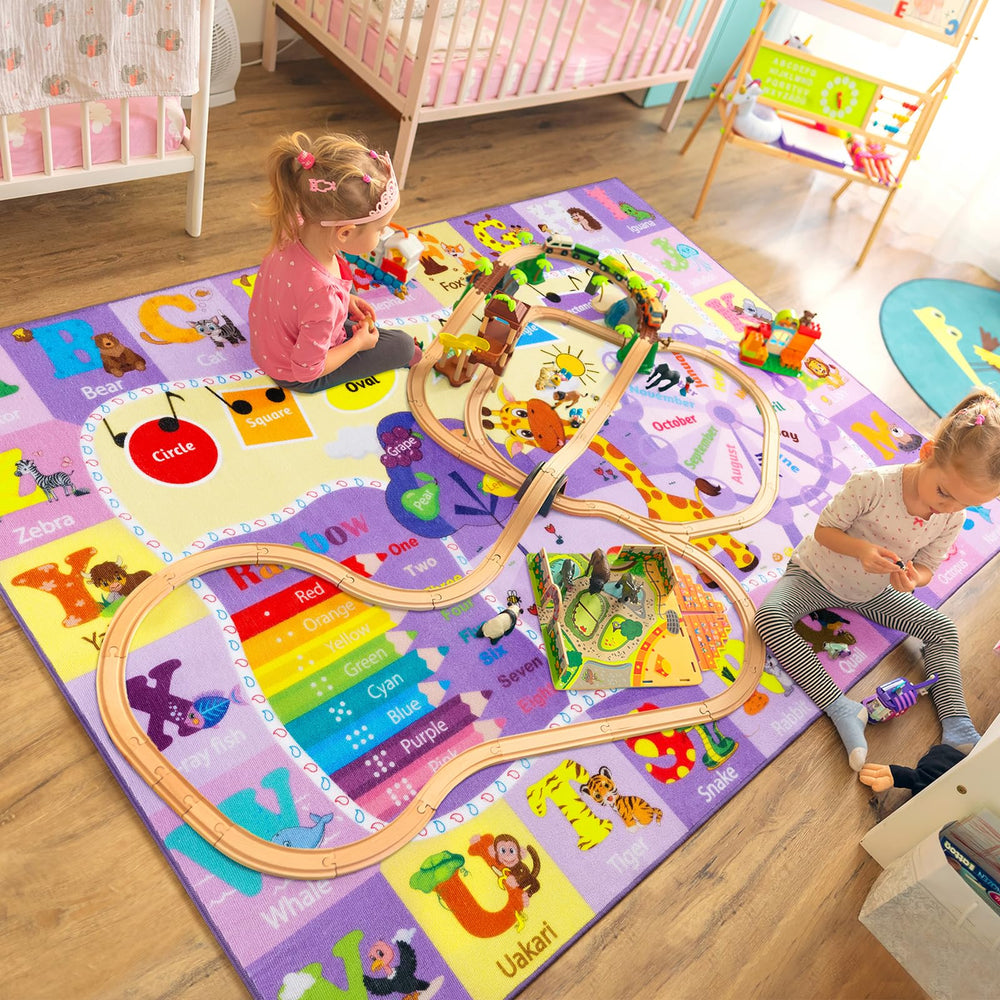 B BENRON room setup rug adds color and comfort to play areas.