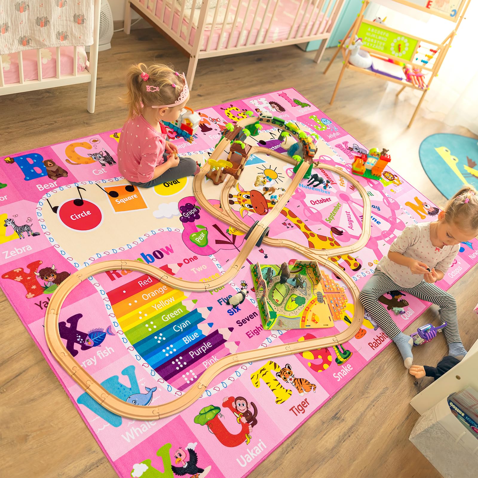 B BENRON kids rug durable wear resistant surface for high-traffic playrooms and classrooms.