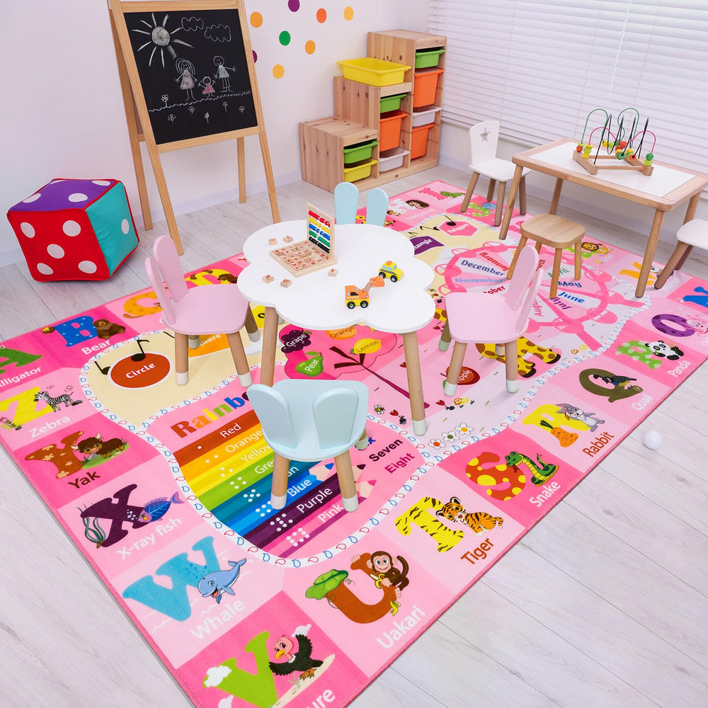 B BENRON kids rug washable fabric easy spot cleaning and machine wash for vibrant color.