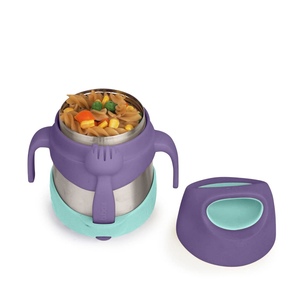 b.box Lilac Pop insulated food jar close-up lid with kid-friendly design