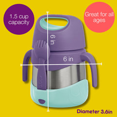 b.box Lilac Pop insulated jar handles extended for easy opening by kids