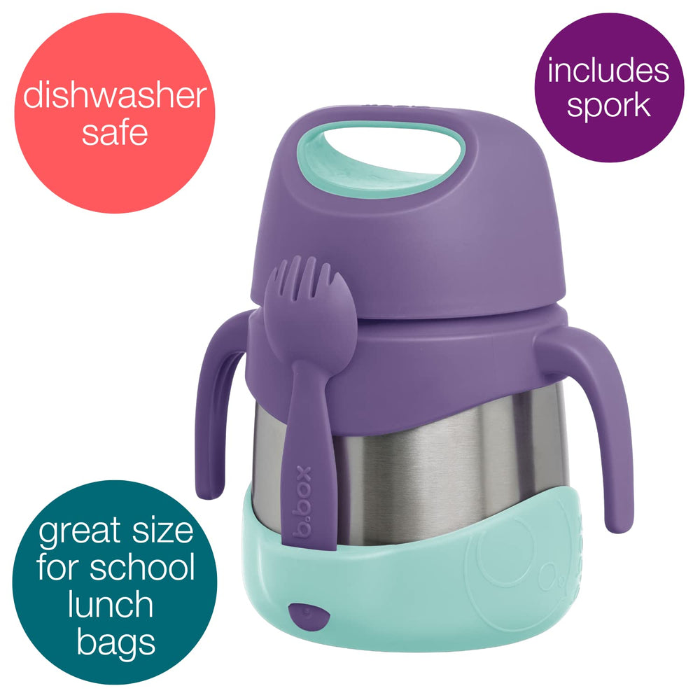 b.box Lilac Pop insulated food jar temperature graphic shows hot and cold performance