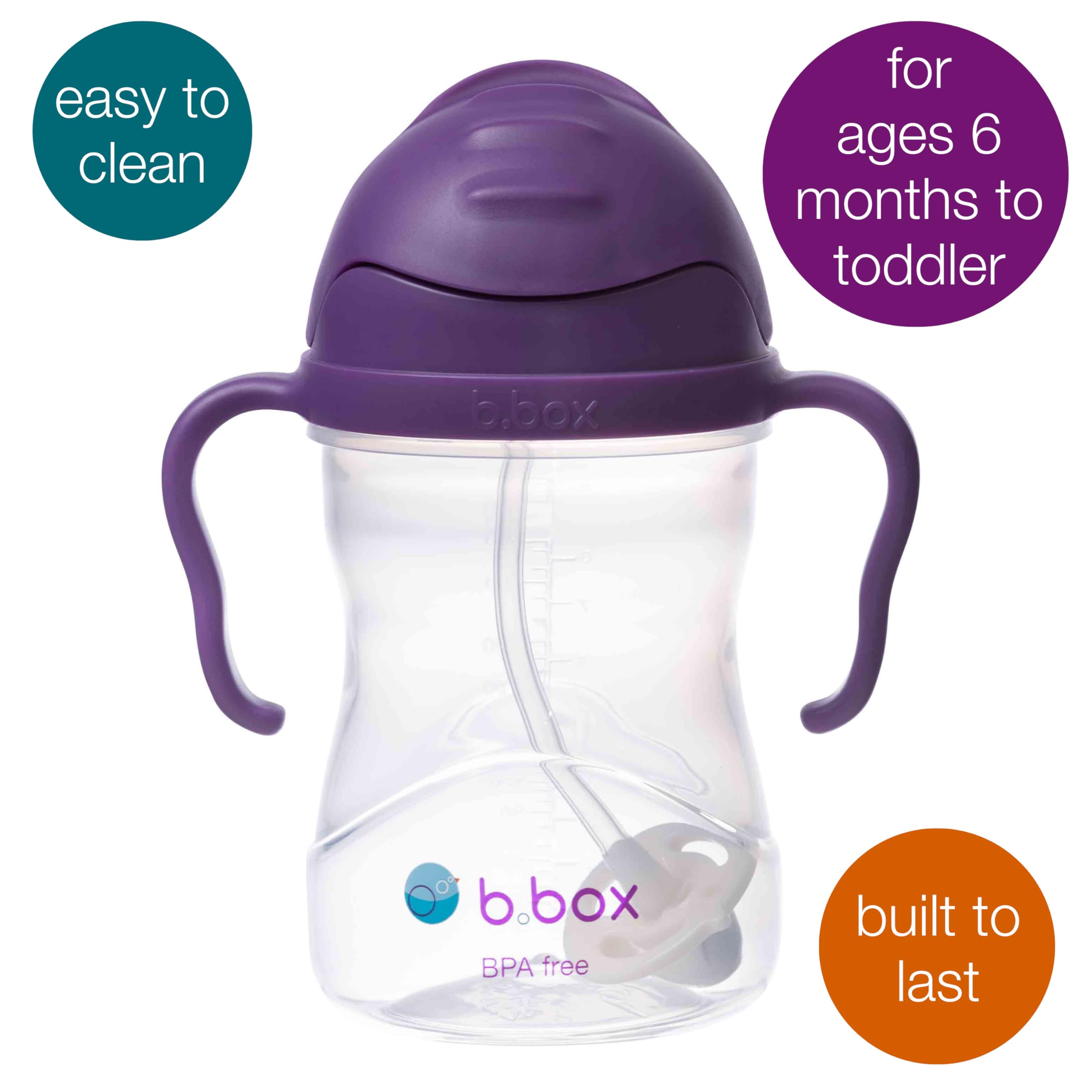 The sippy cup offers easy-grip handles to help little hands drink independently.