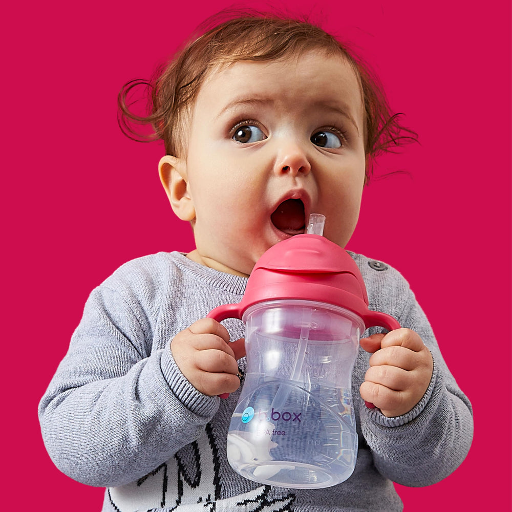 b.box sippy cup features a two-way valve for leak-free sipping and mess reduction.