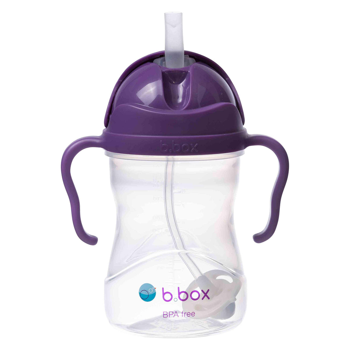 The b.box sippy cup with weighted straw enables drinking from any angle for on-the-go parents.