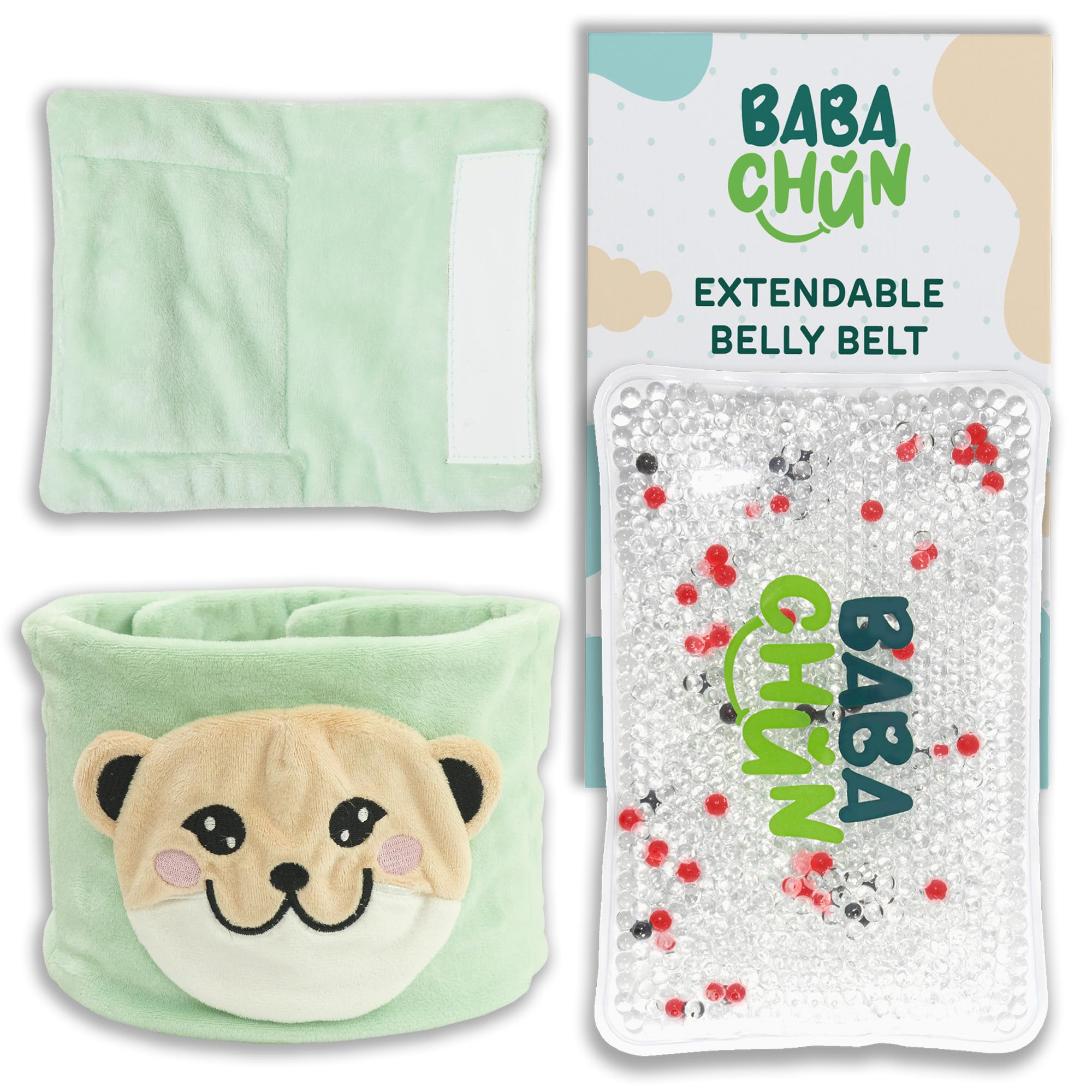 BabaChun extendable belly belt on infant offering tummy comfort and pressure