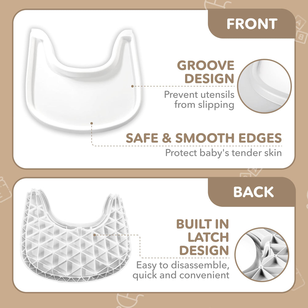 Babarta high chair tray dimensions 17.5x17.5x1 inches fits Tripp Trapp setups