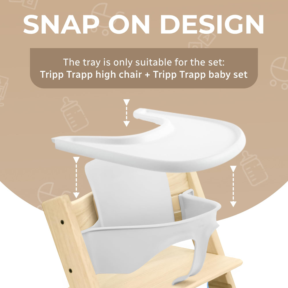 Babarta high chair tray edge detail highlights smooth edges for safe handling