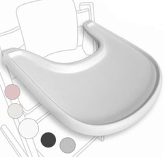 Babarta high chair tray for Stokke Tripp Trapp, front view with matte white finish for a clean feeding setup