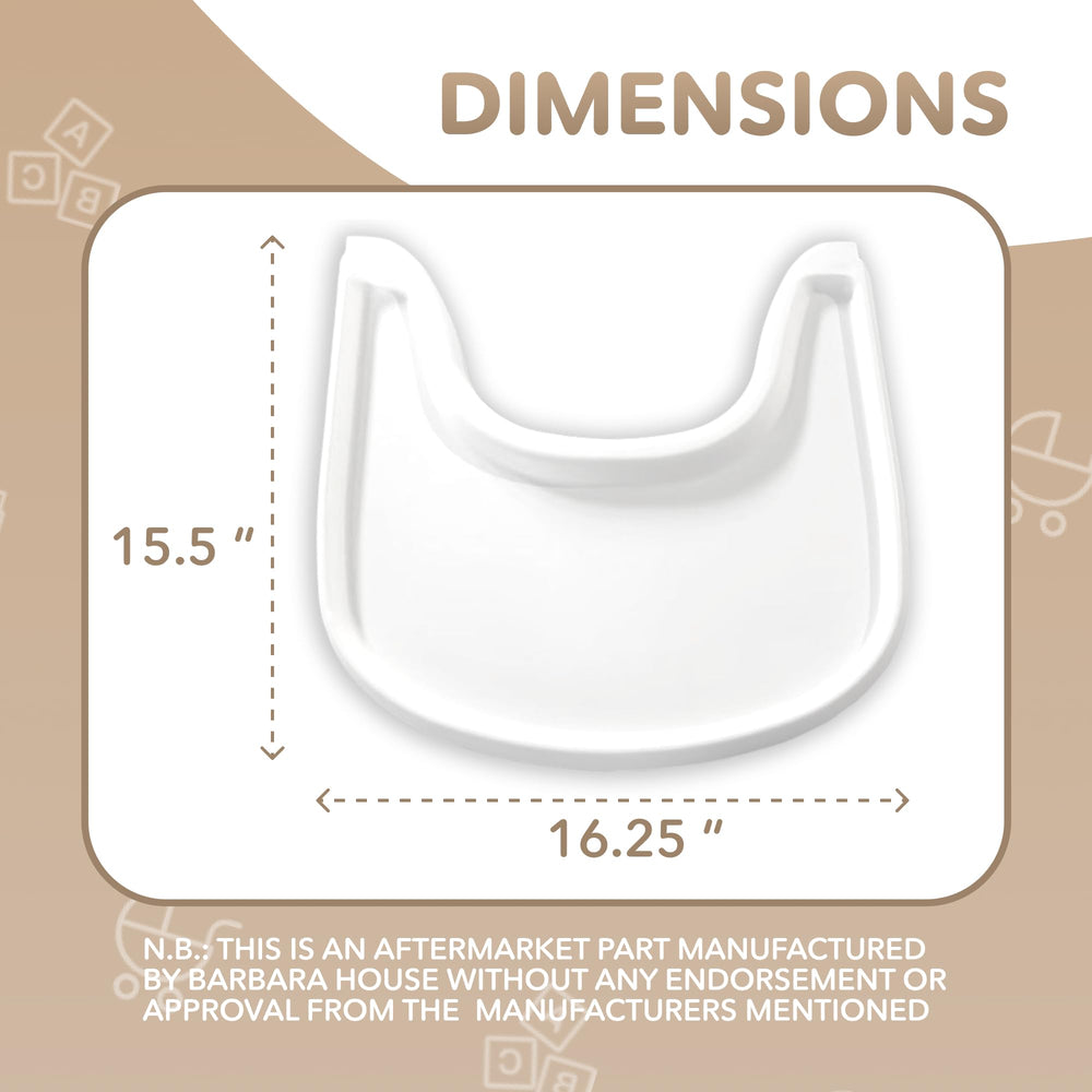 Babarta high chair tray grooved surface keeps utensils in place during meals