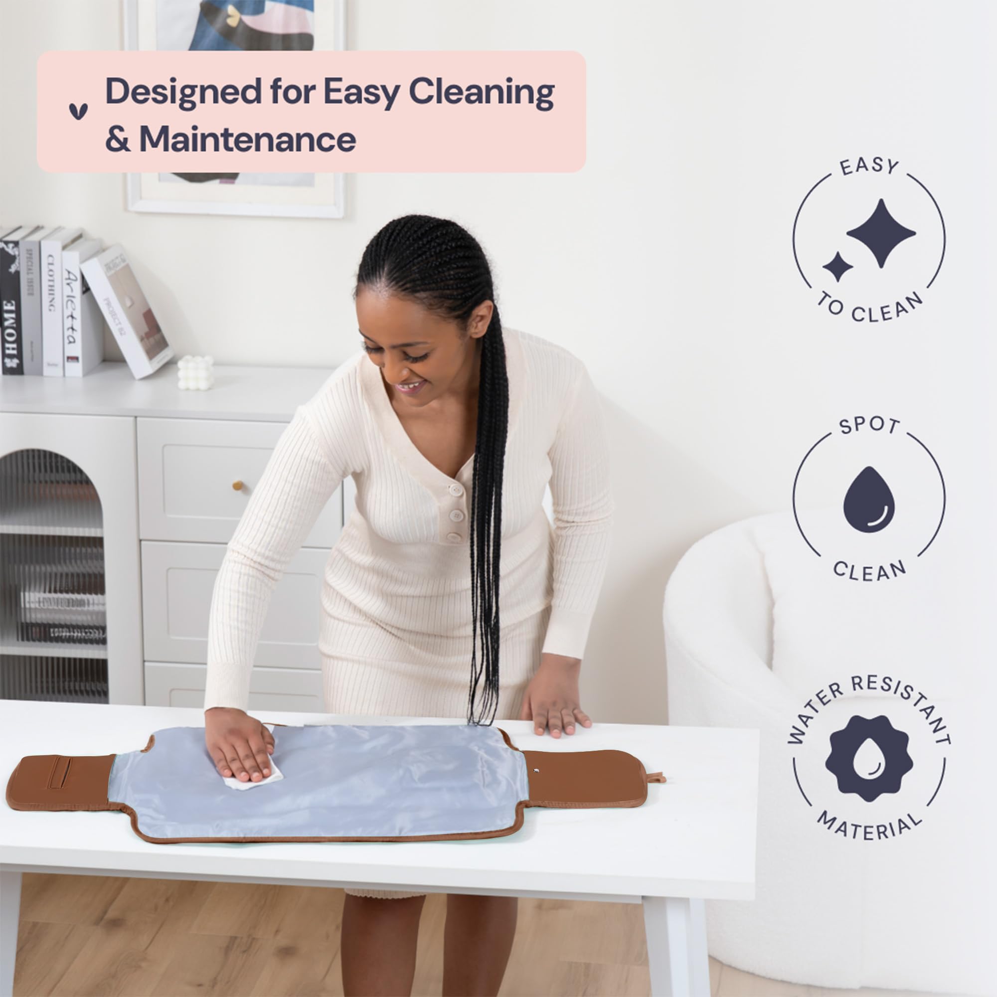 BabbleRoo changing pad convenient pockets hold wipes and essentials
