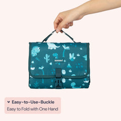 BabbleRoo compact pad fits in diaper bag pockets for quick travel changes.