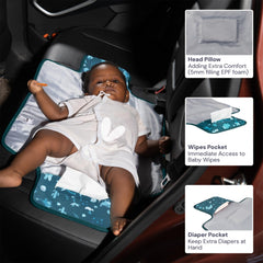 BabbleRoo pad pocket design keeps essentials within reach during changes.