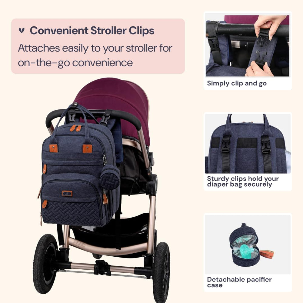 BabbleRoo Diaper Bag Backpack 15.6-inch laptop space supports portable work or travel