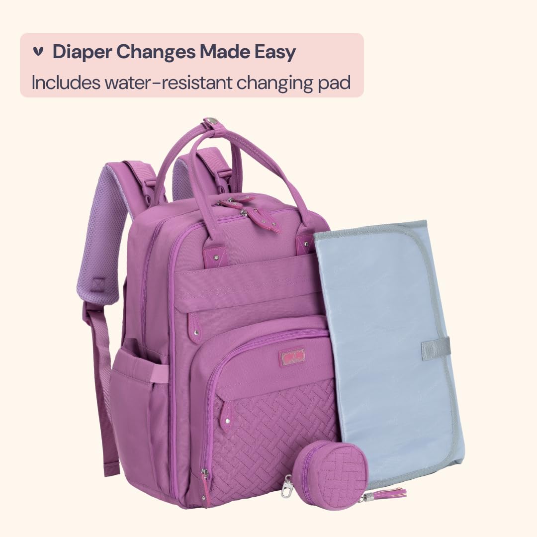 BabbleRoo diaper bag backpack 19 pockets help you stay organized.