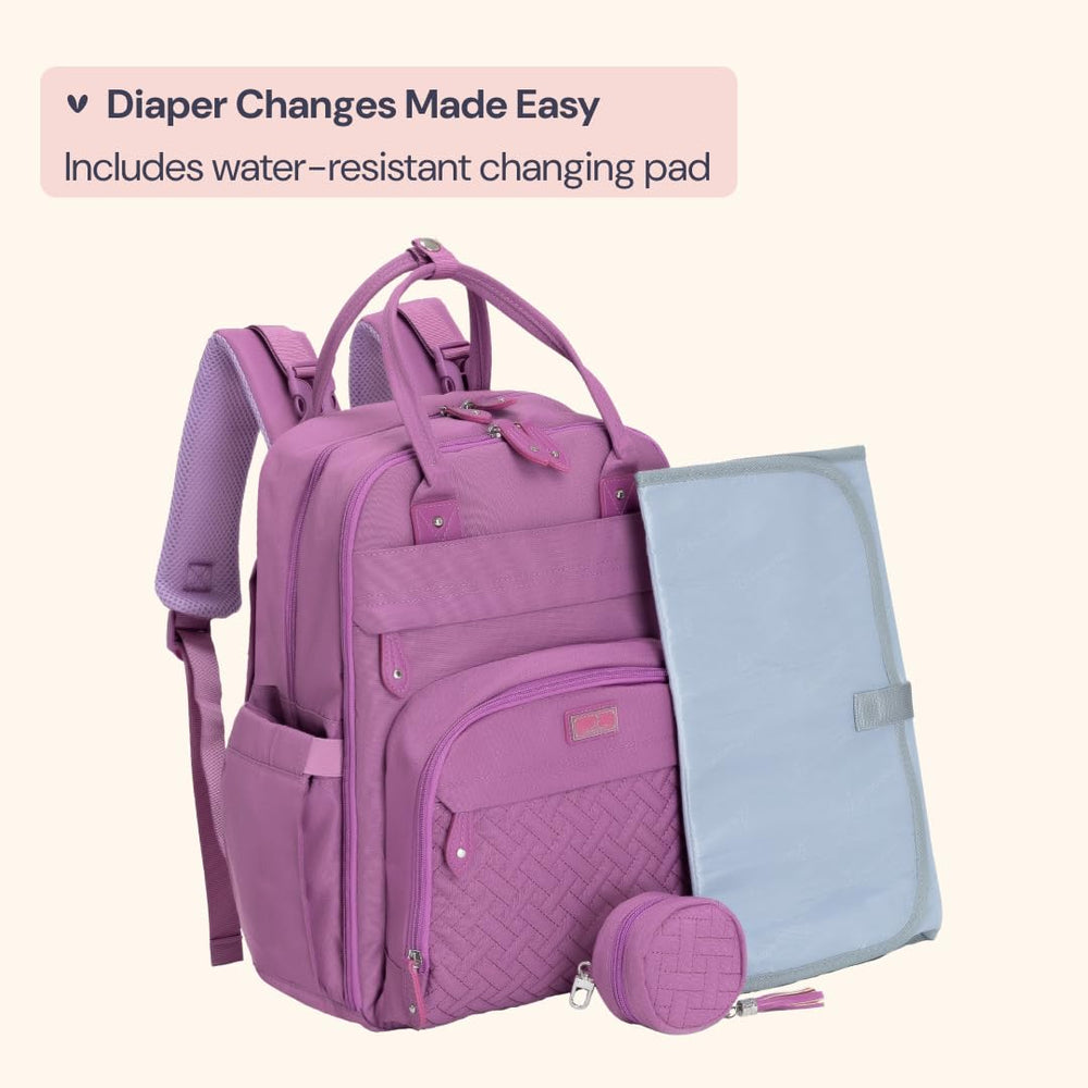 BabbleRoo diaper bag backpack 19 pockets help you stay organized.
