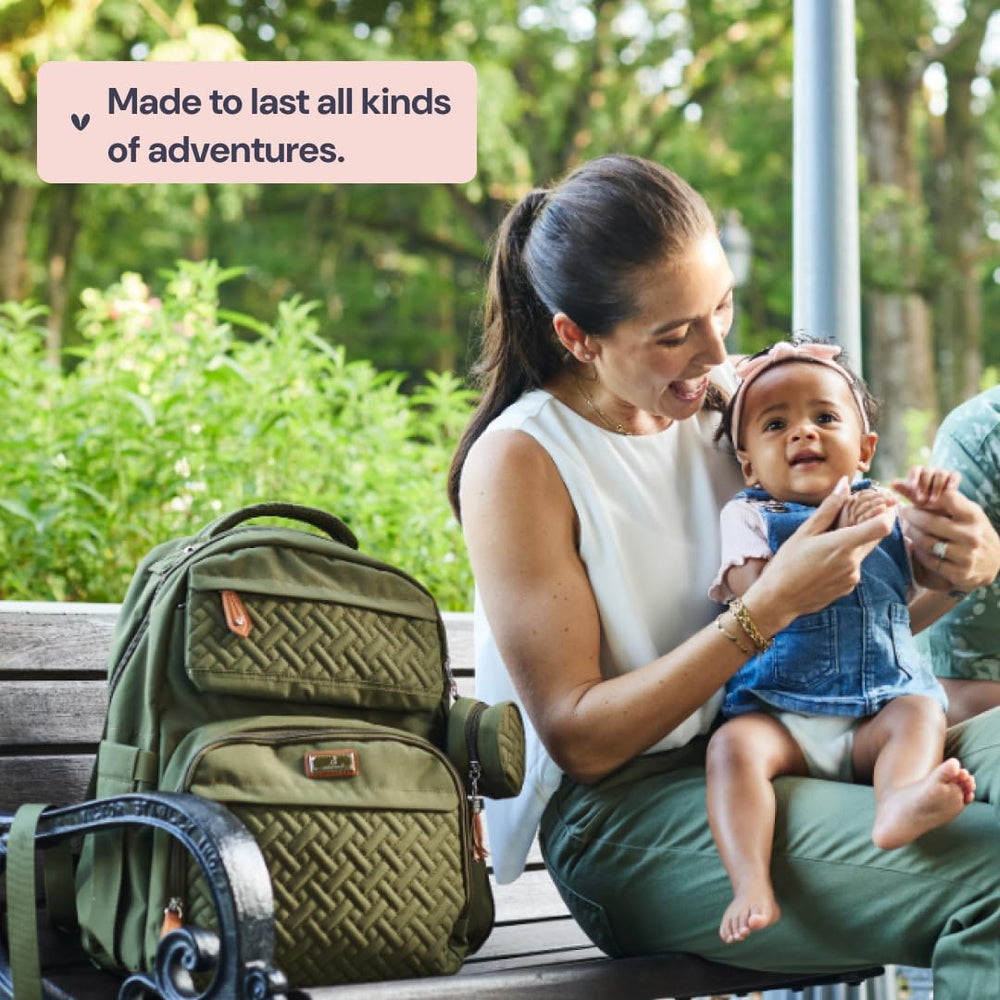 BabbleRoo diaper bag durable zippers support daily use.