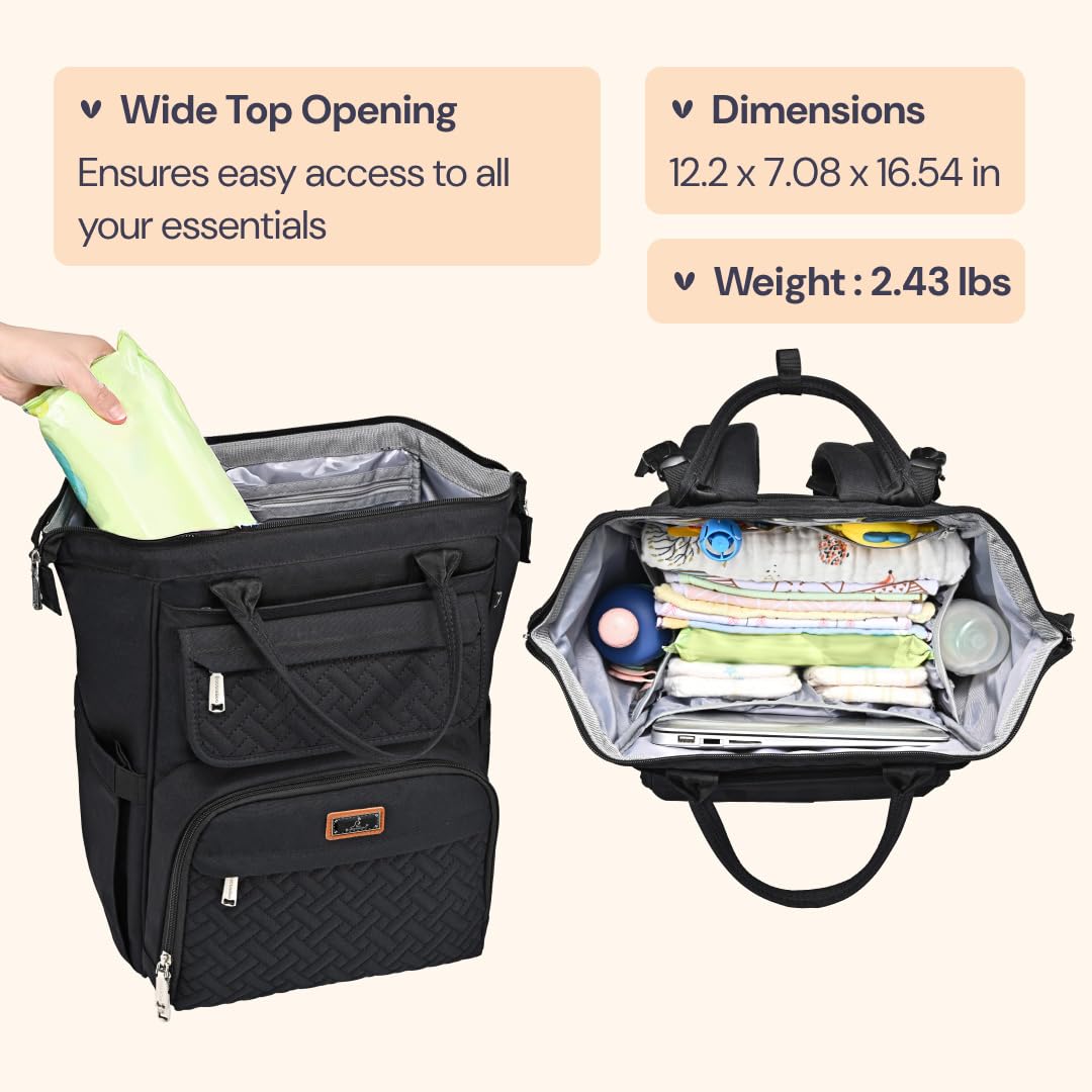 BabbleRoo diaper bag backpack folding-changing-mat shows easy-clean surface for quick diaper changes.