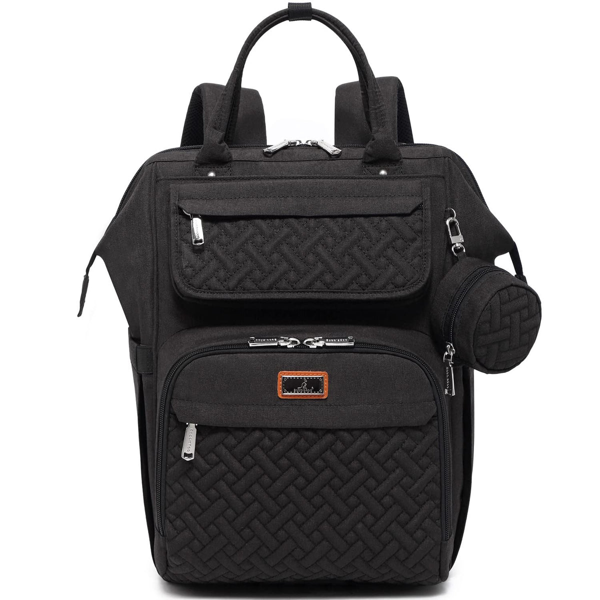 BabbleRoo diaper bag backpack front view showcases spacious 26L capacity for on-the-go essentials.