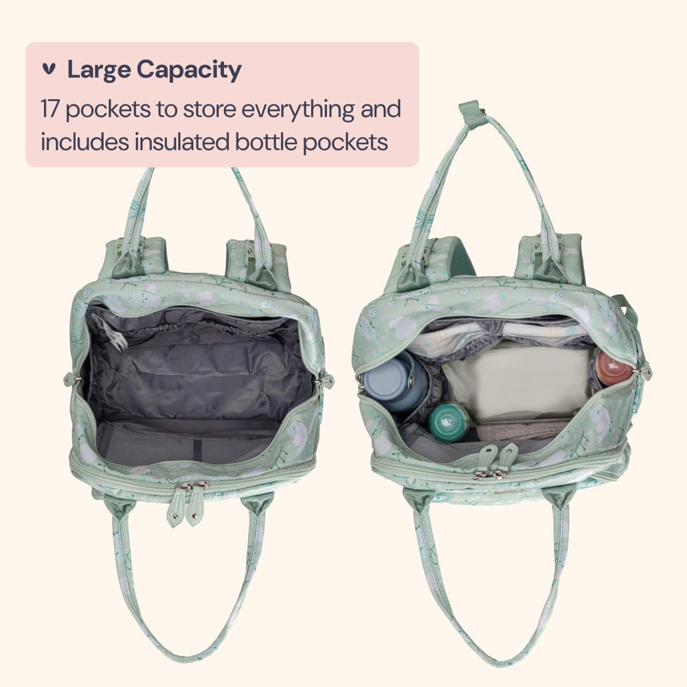 BabbleRoo Diaper Bag Backpack changing pad focuses on quick diaper changes while traveling