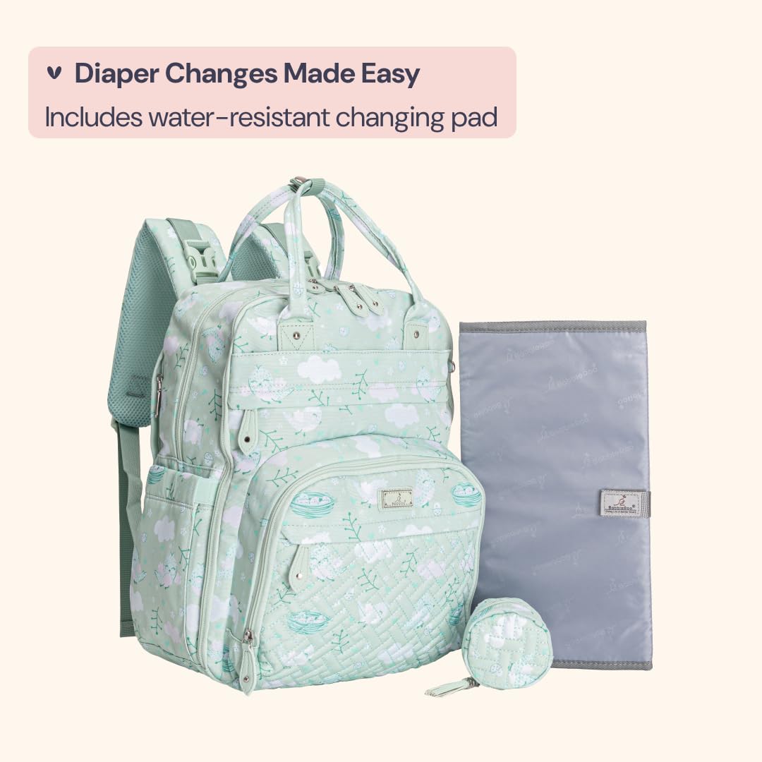 BabbleRoo Diaper Bag Backpack laptop pocket fits a 15.6 inch laptop