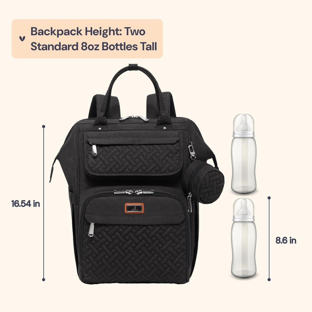 BabbleRoo diaper bag backpack inside-storage demonstrates organized compartments for baby gear.
