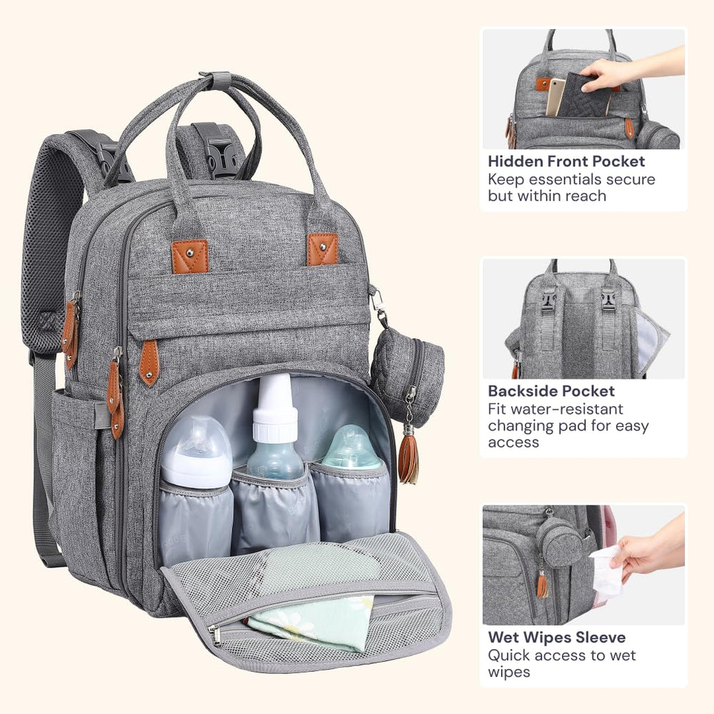 BabbleRoo diaper bag insulated bottle pockets keep bottles temperature-ready