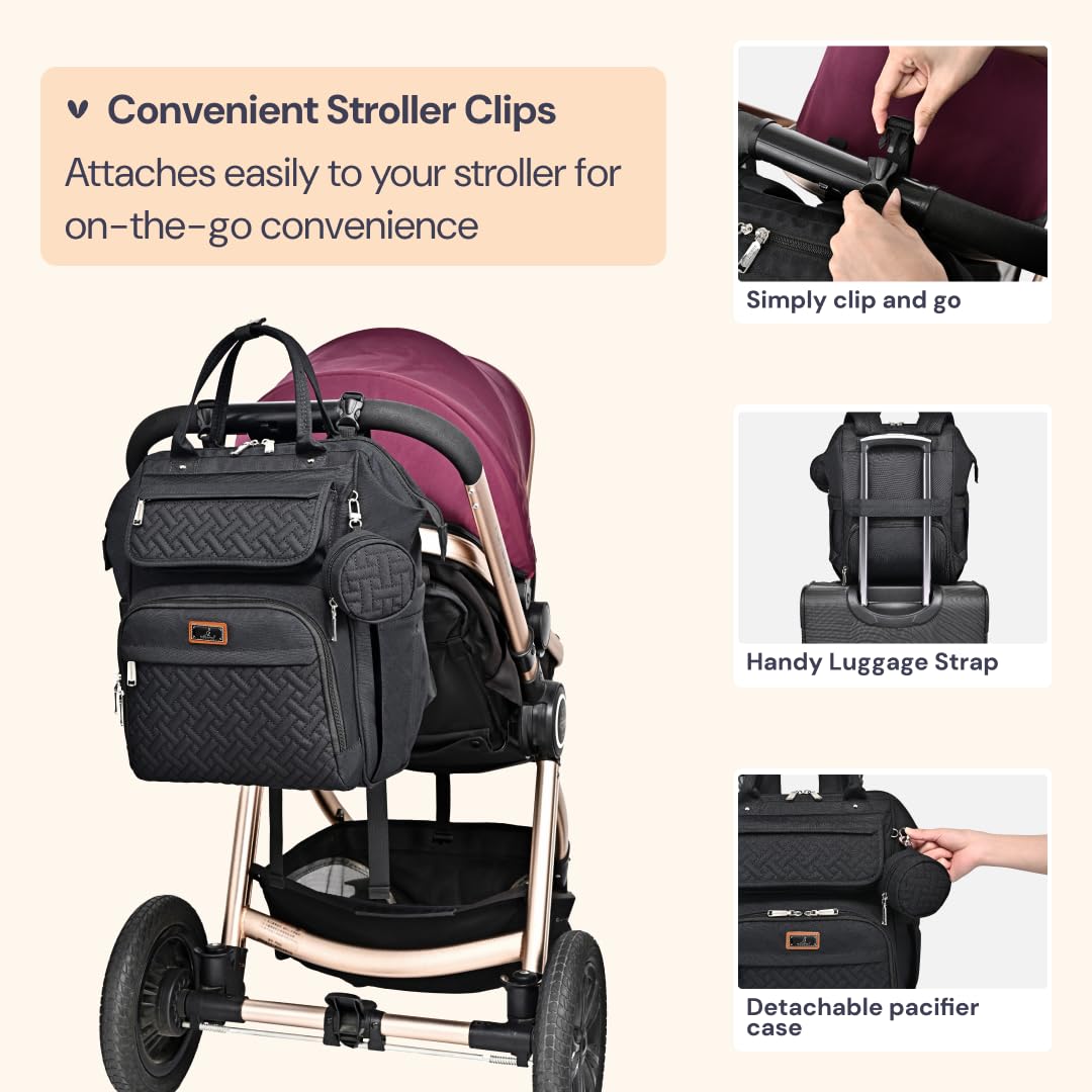 BabbleRoo diaper bag backpack insulated-bottles-pocket helps keep bottles ready on the move.